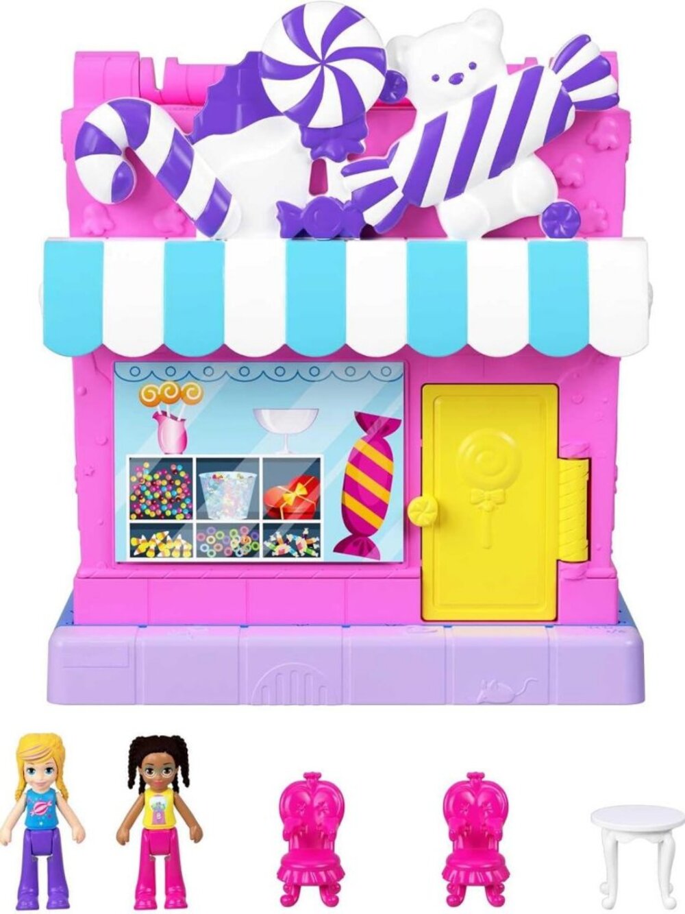 Mini Doll Playset with Accessories - Pollyville Sweet Store & 2 Micro Dolls